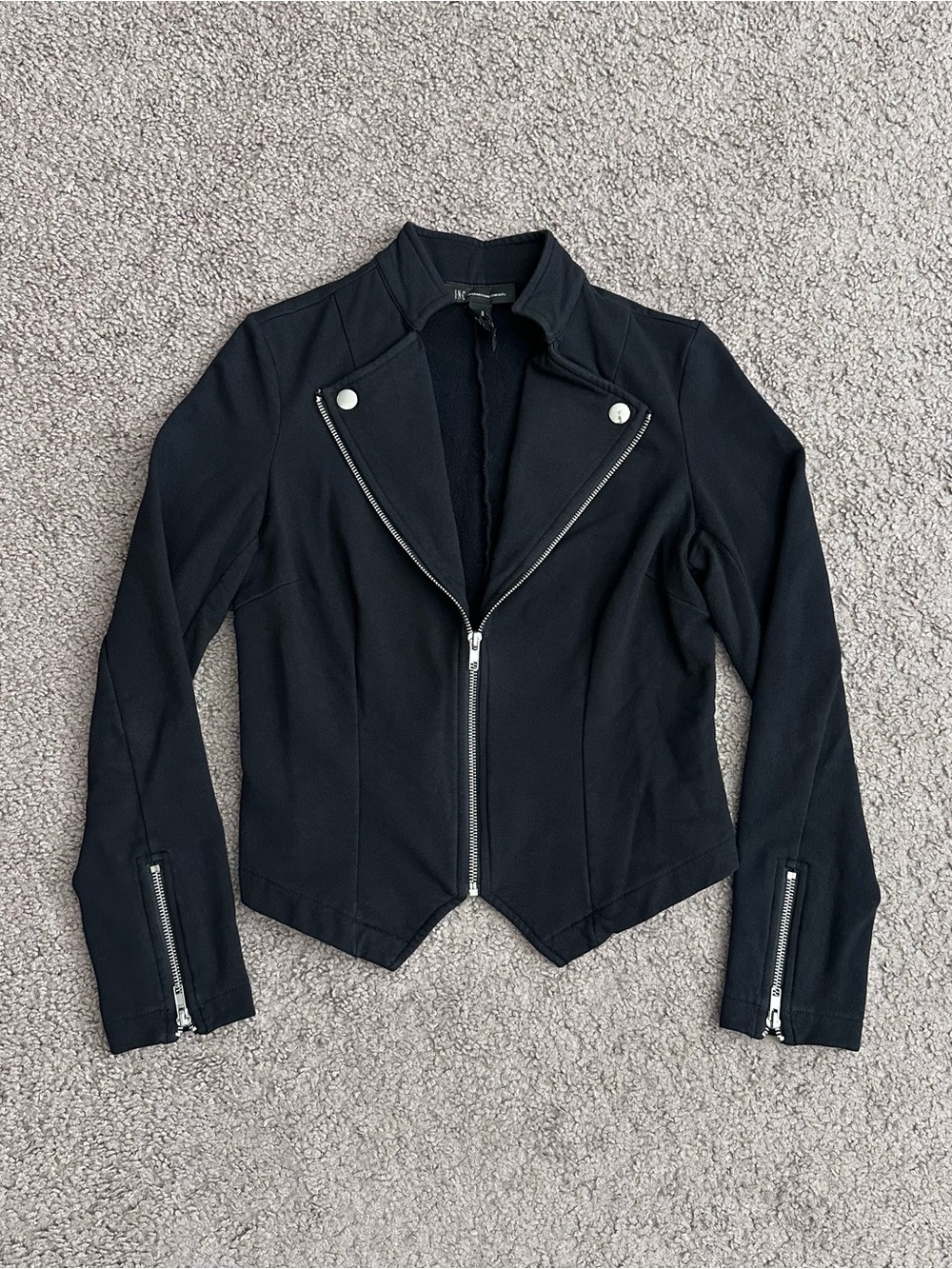 INC International Concepts Black Zip Moto Jacket Womens M